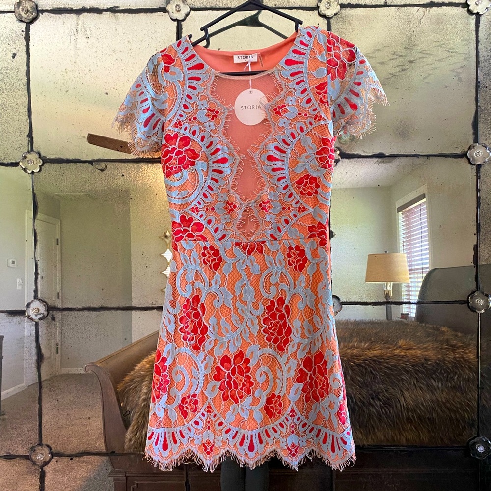 Storia Lace Peekaboo Mini Dress